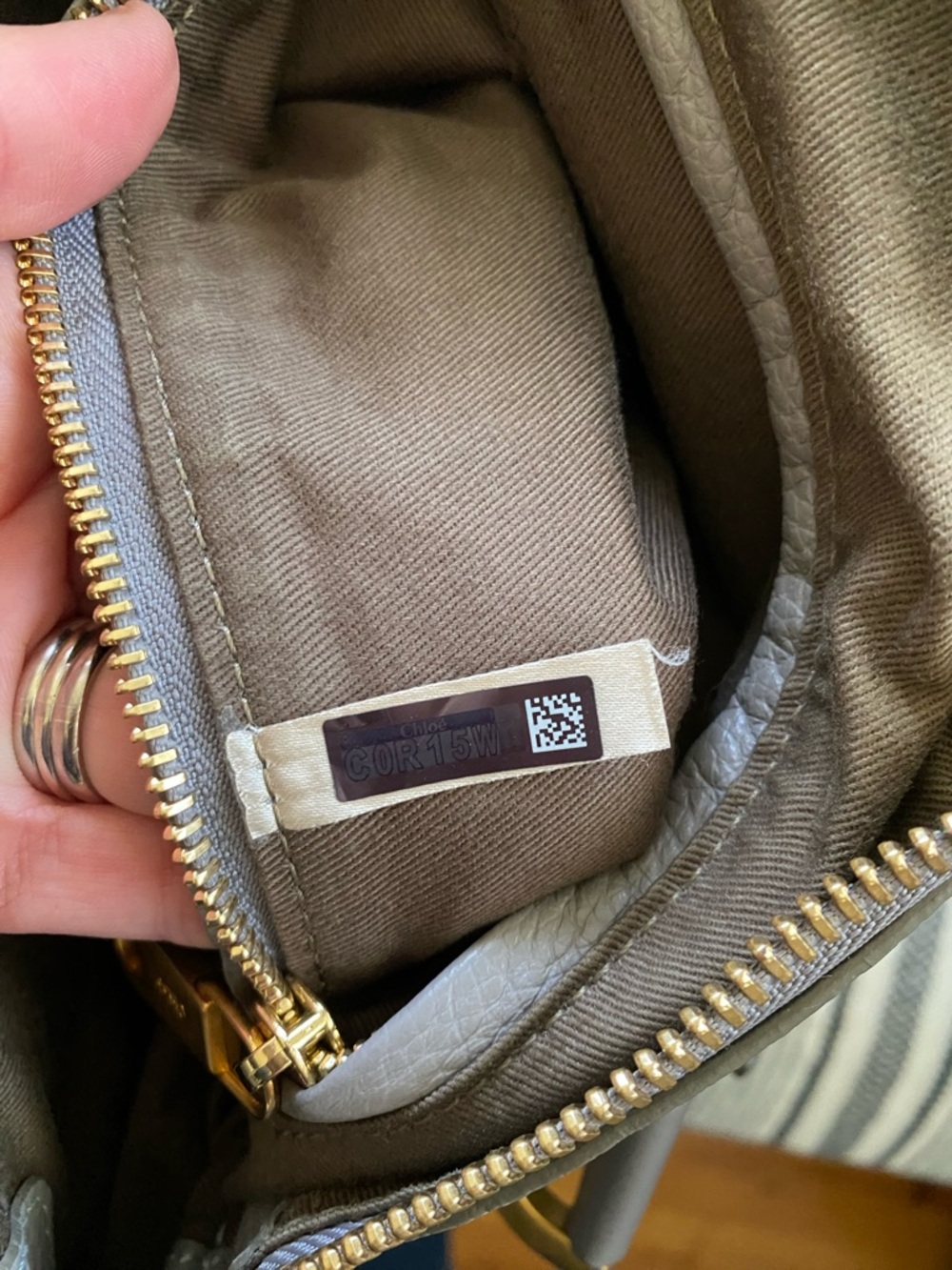 Chloé Marcie Medium Leather Shoulder Bag — Gray with Gold Hardware - Picture 8 of 10